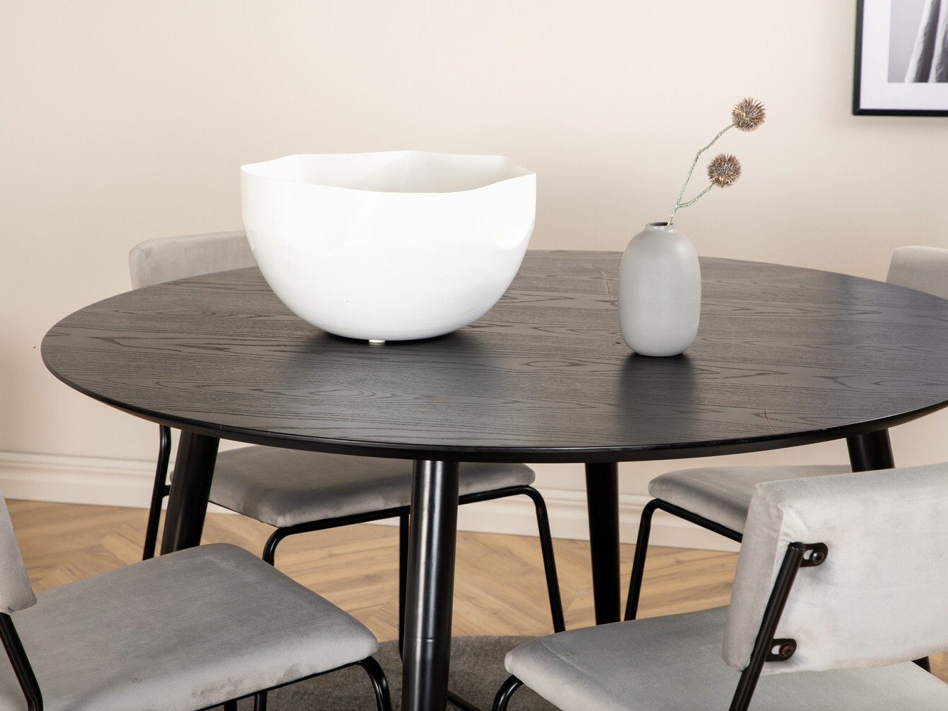 Jedilniški komplet Dallas 2543 (Svetlo siva + Črna)