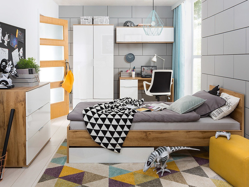 Garderobna omara Tivetra 111 (Wotan hrast + Sijaj bela)