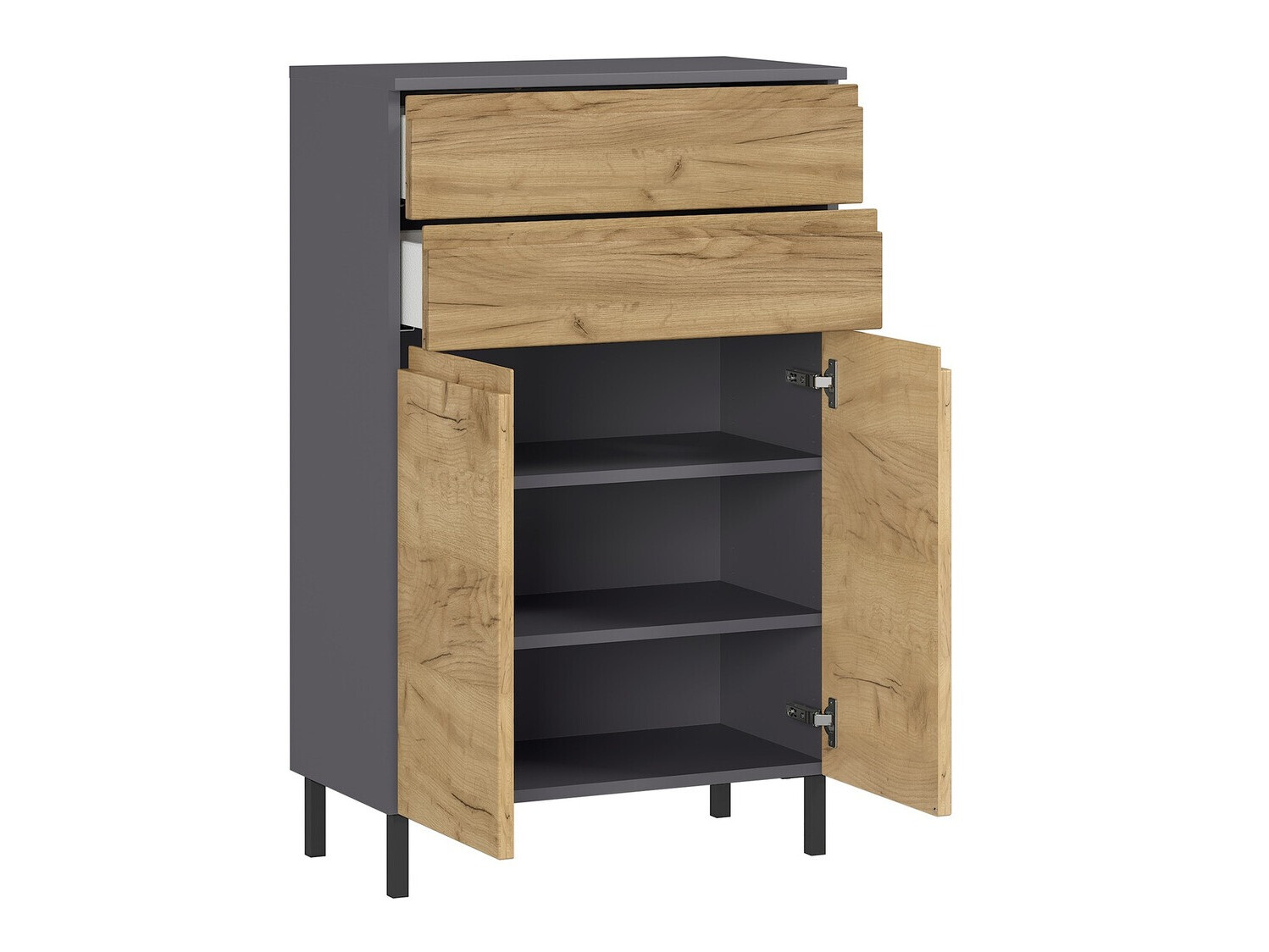 Prostostoječa Kopalniška omarica Talmira 104 (Grafit + Hrast Grandson)