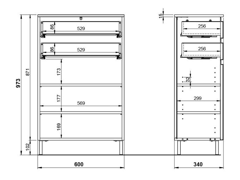 Prostostoječa Kopalniška omarica Talmira 104 (Grafit + Hrast Grandson)