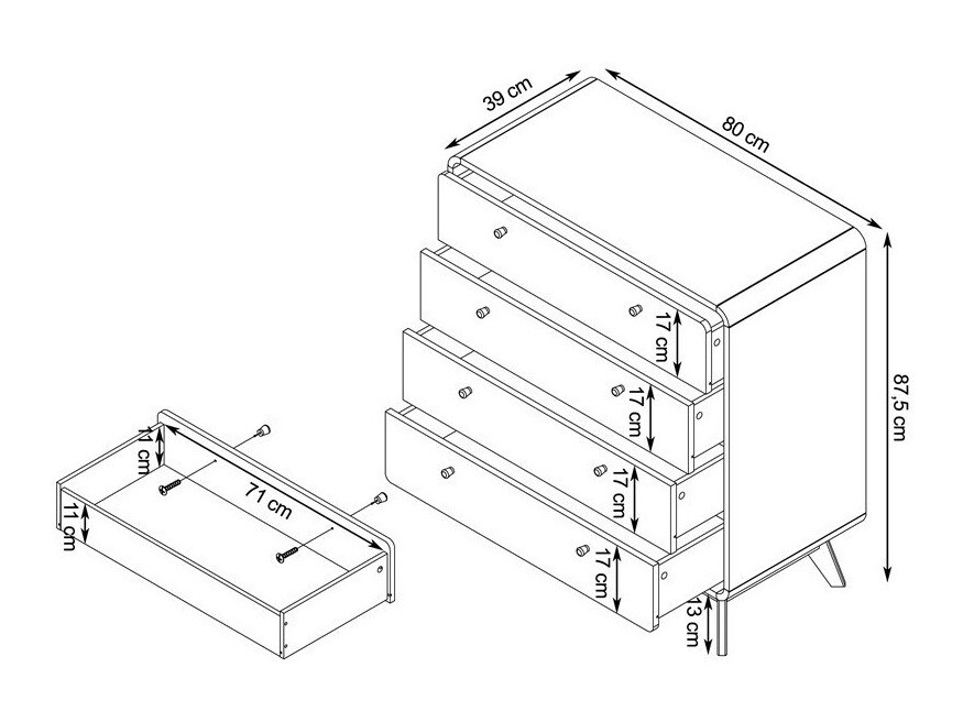 Komoda Elbtena 112 (Siva + Hrast)
