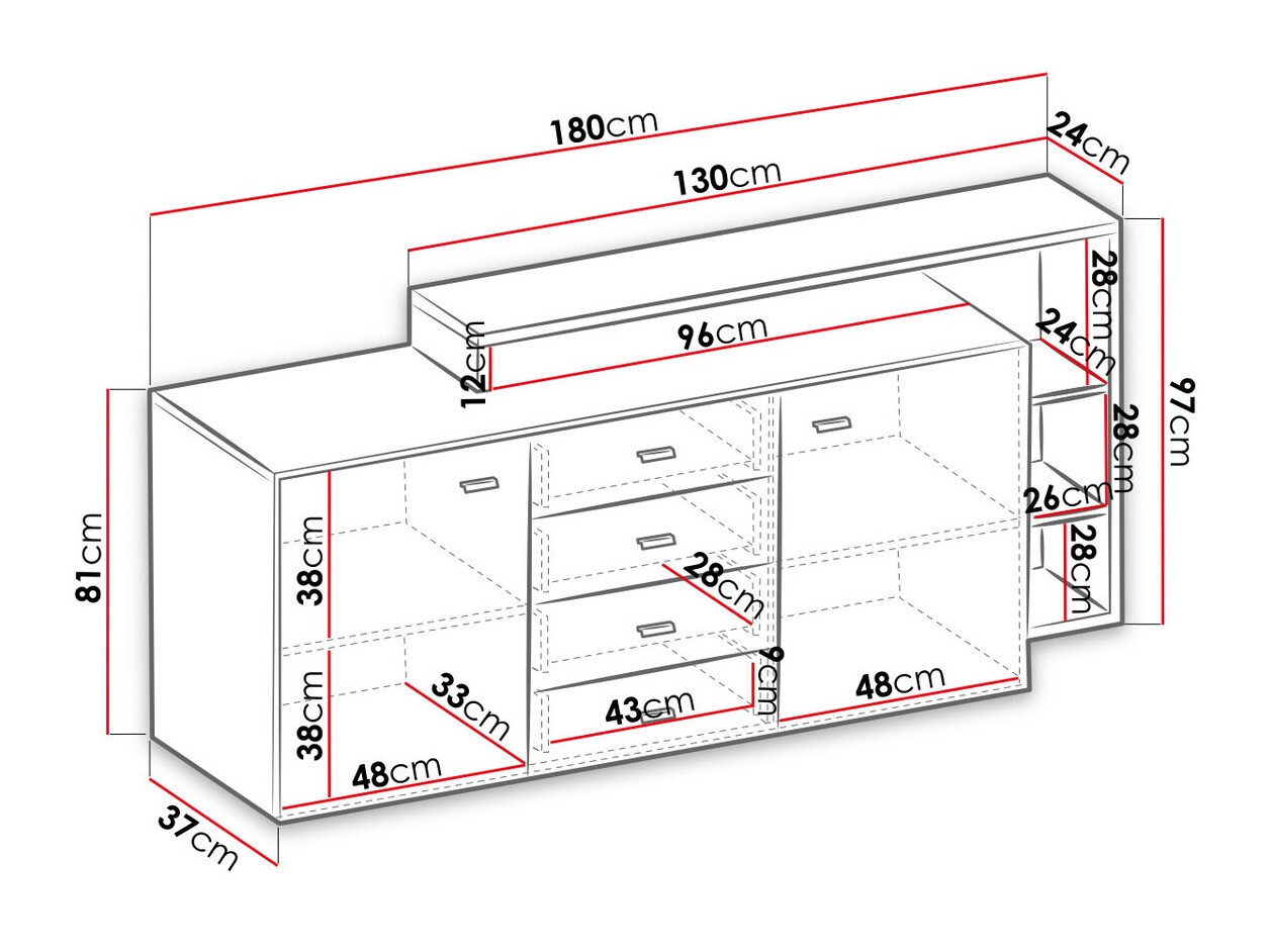 Komoda Lutiva 106 (Bela + Beton)