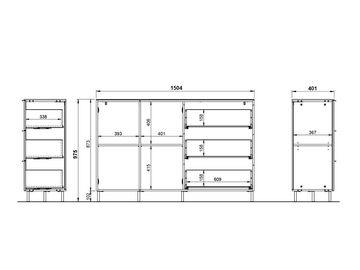 Komoda Revteno 105 (Grafit + Navarra hrast)
