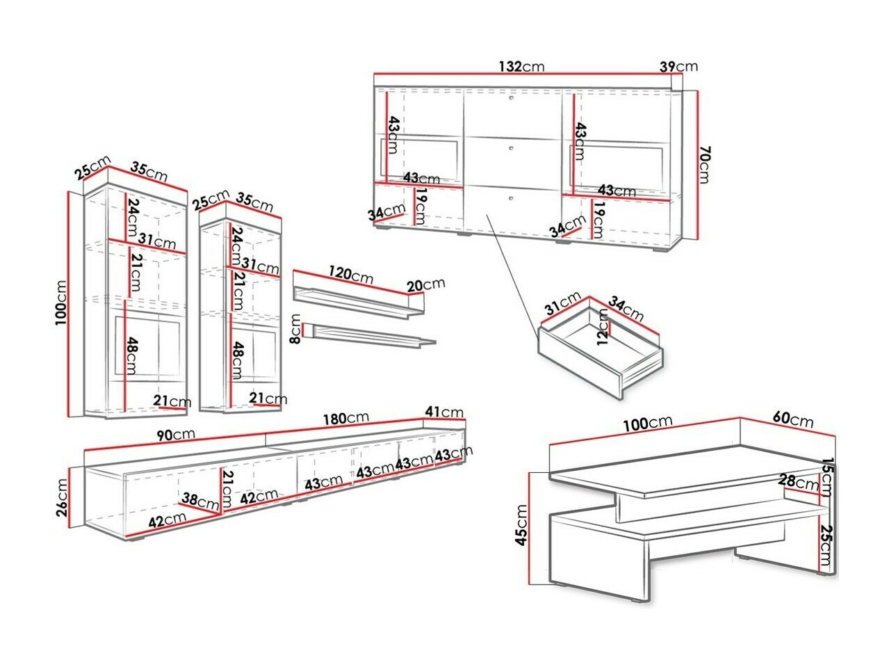 Komplet za dnevno sobo Serodeu 104 (Beton)