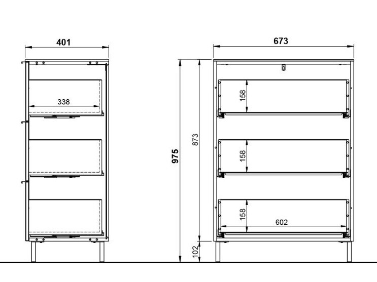 Komoda Revteno 107 (Grafit + Navarra hrast)