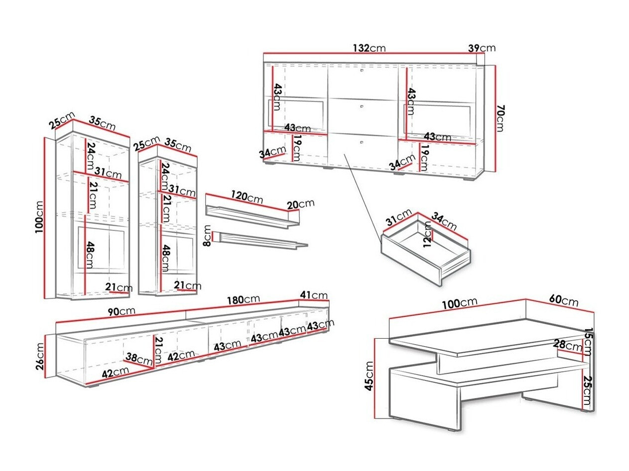Komplet za dnevno sobo Serodeu 104 (Temen beton)