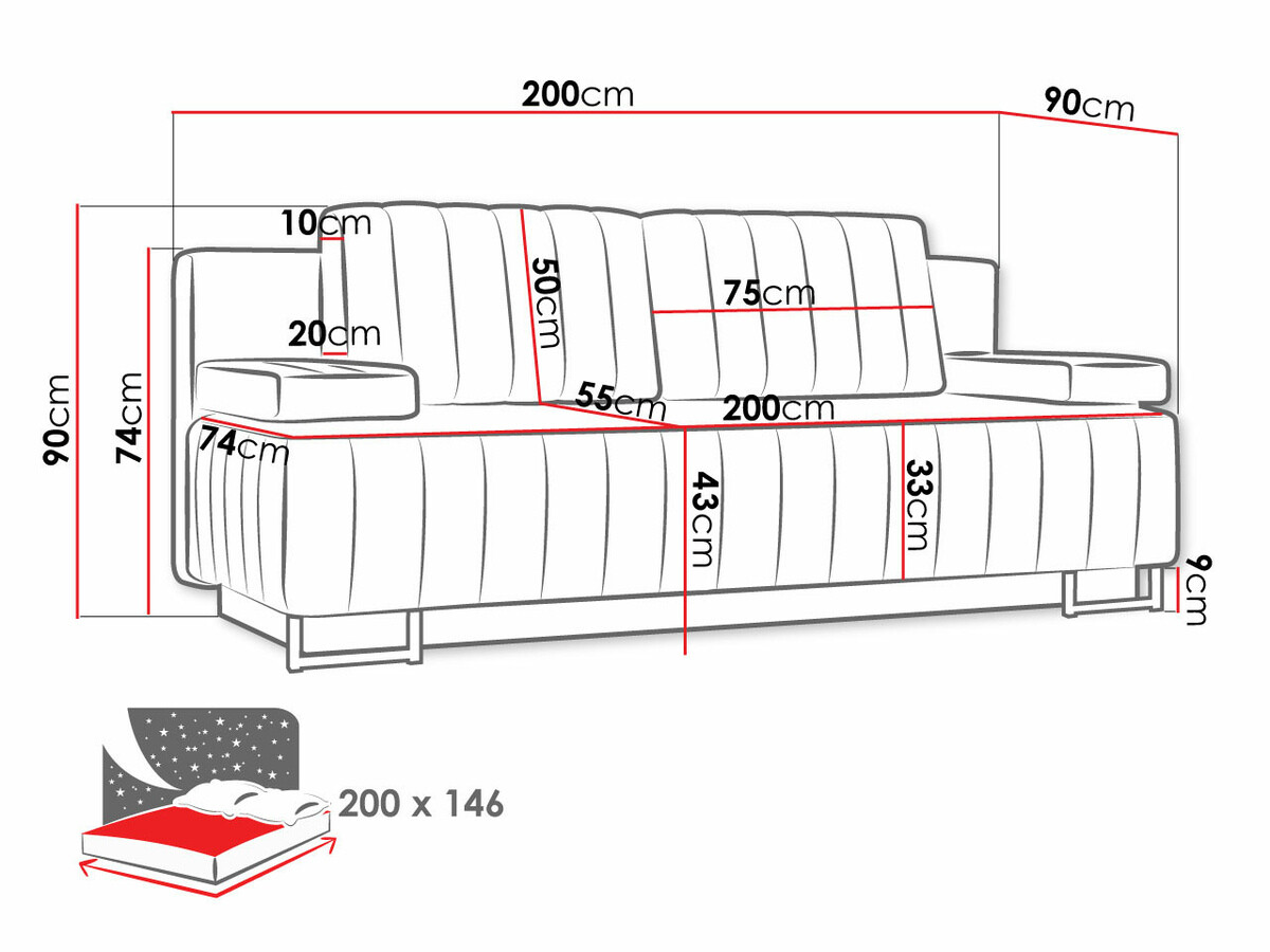 Raztegljiv kavč Columbus 152 (Lux 05)