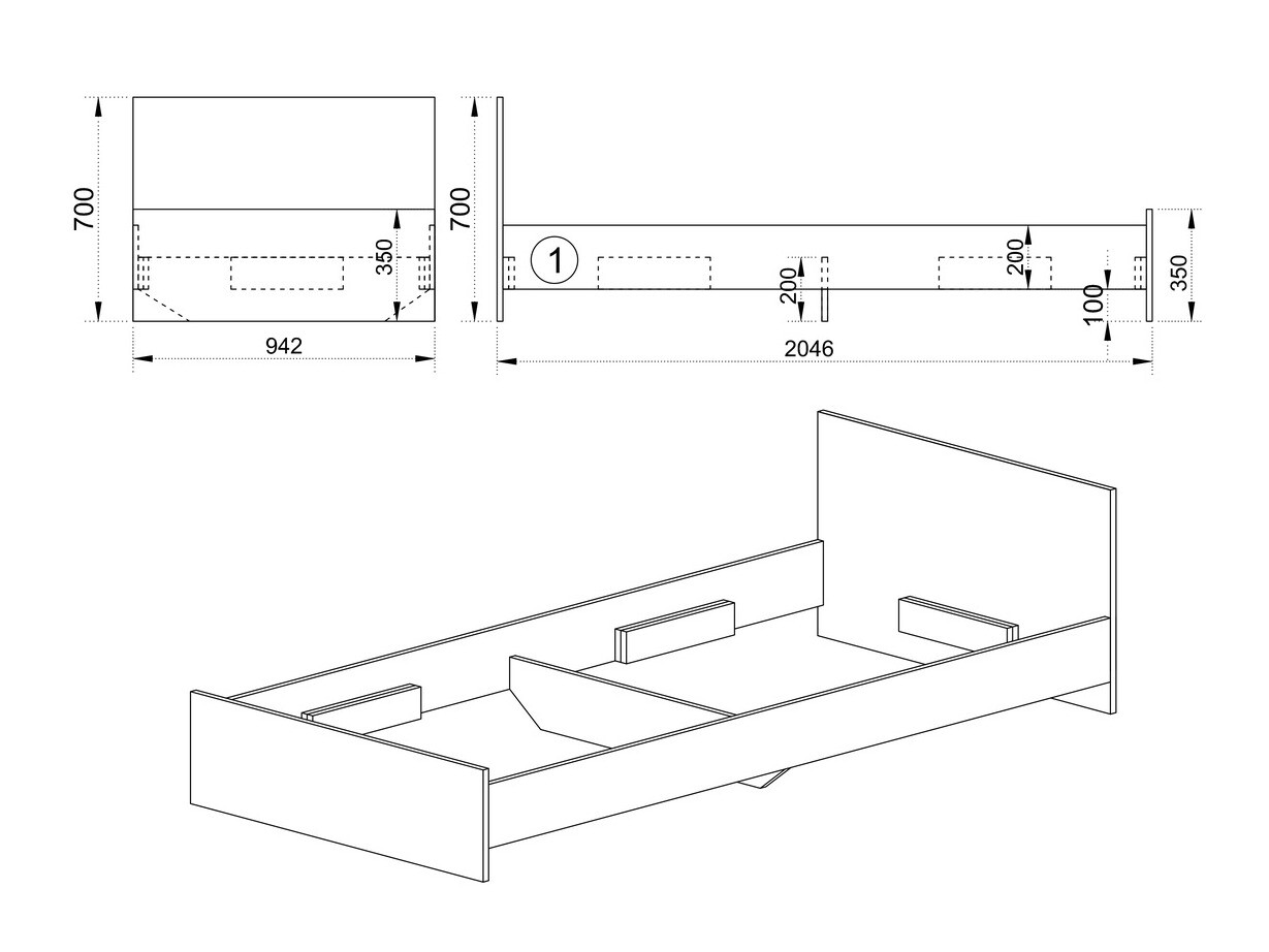 Postelja Etfela 100 (Sonoma hrast)