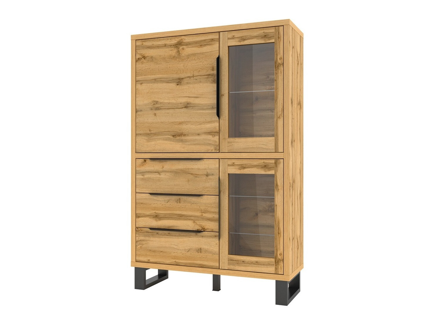 Regal Avicavu 104 (Wotan hrast + Črna)