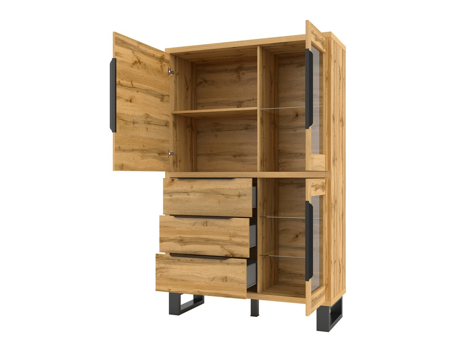 Regal Avicavu 104 (Wotan hrast + Črna)