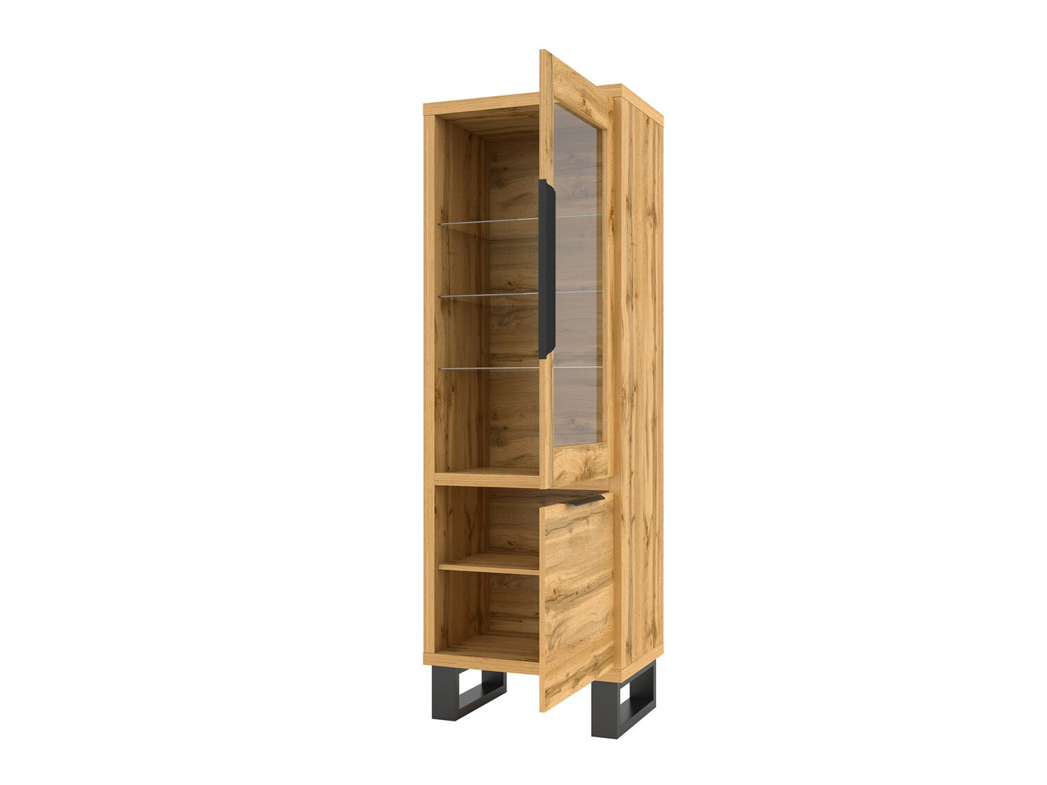 Regal Avicavu 108 (Wotan hrast + Črna)