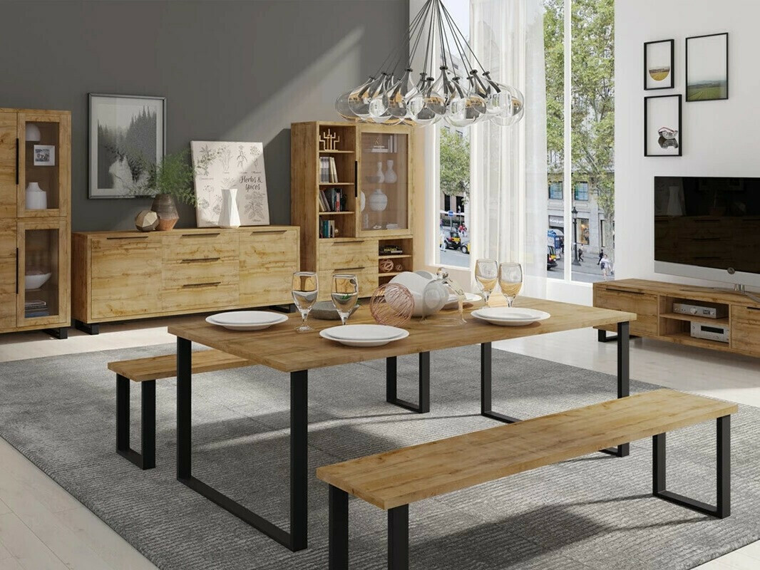 Miza Avicavu 111 (Wotan hrast + Črna)