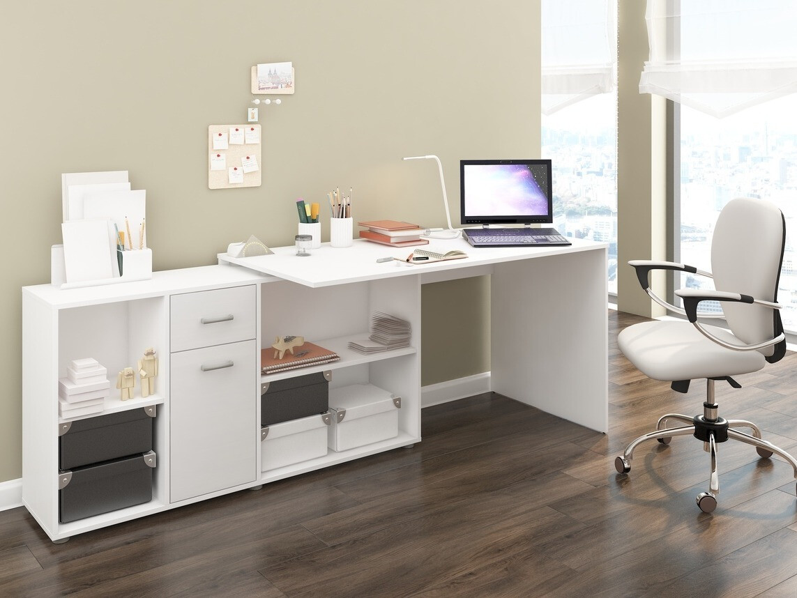 Kotna pisalna miza Gilroy 113 (Bela + Sijaj bela)