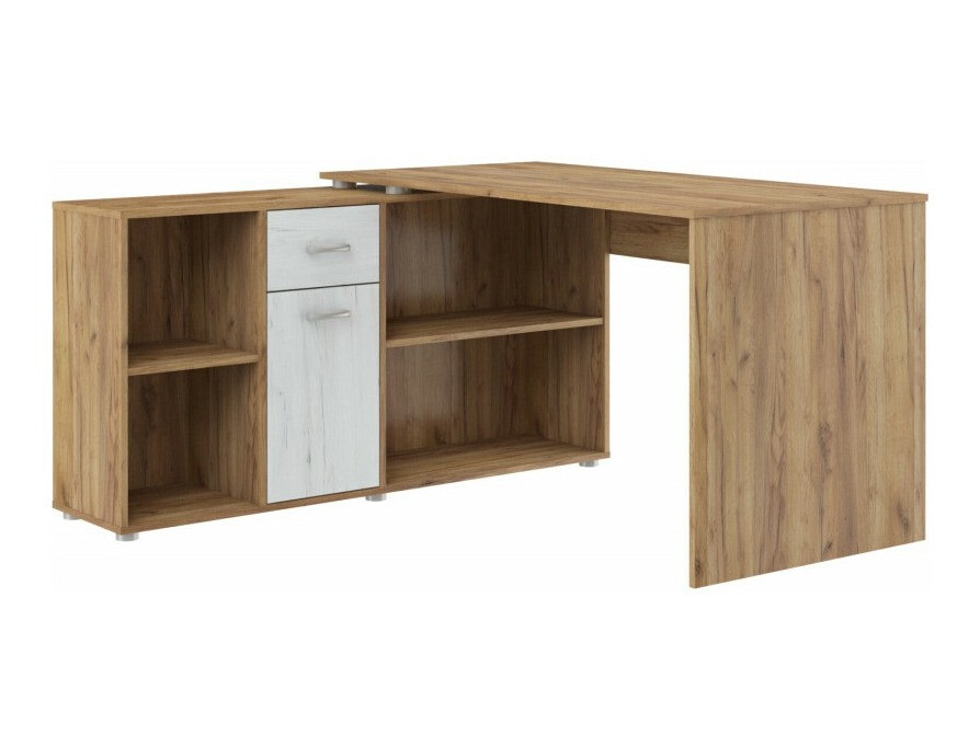 Kotna pisalna miza Gilroy 113 (Craft hrast + Craft bela)