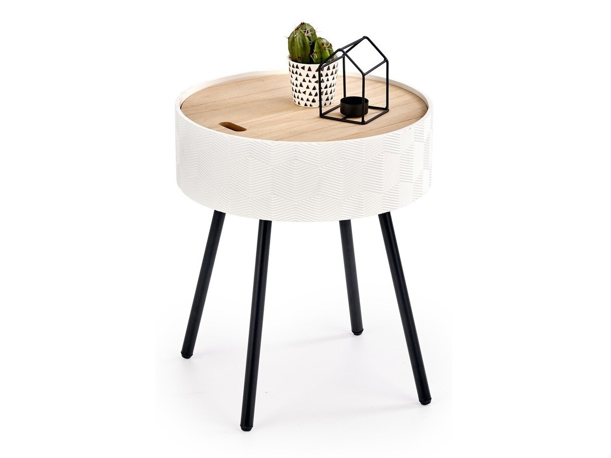 Stranska mizica Houston 606 (Bela + Svetel les + Črna)