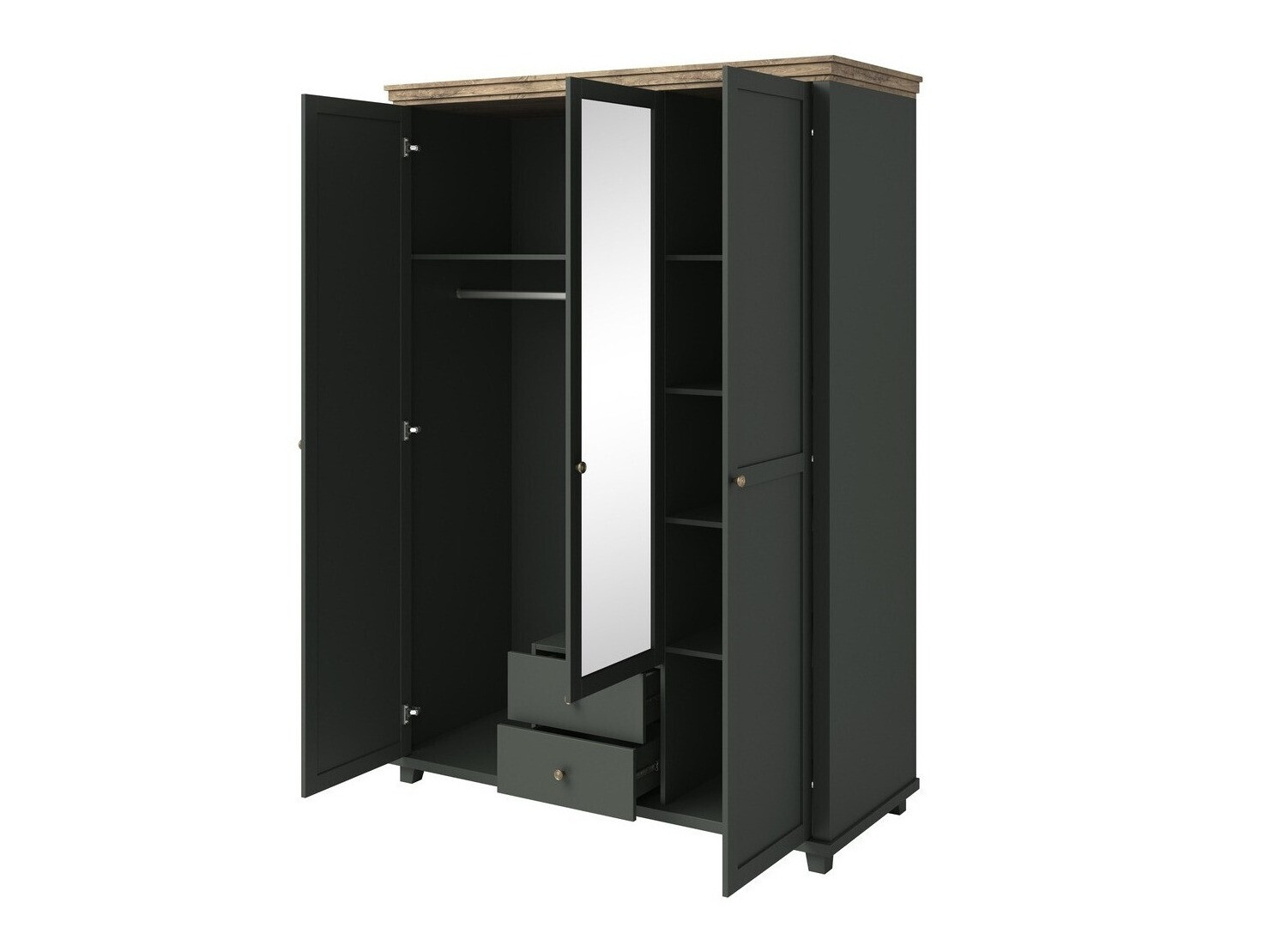 Garderobna omara Tolnue 114 (Temno zelena + Hrast lefkas)
