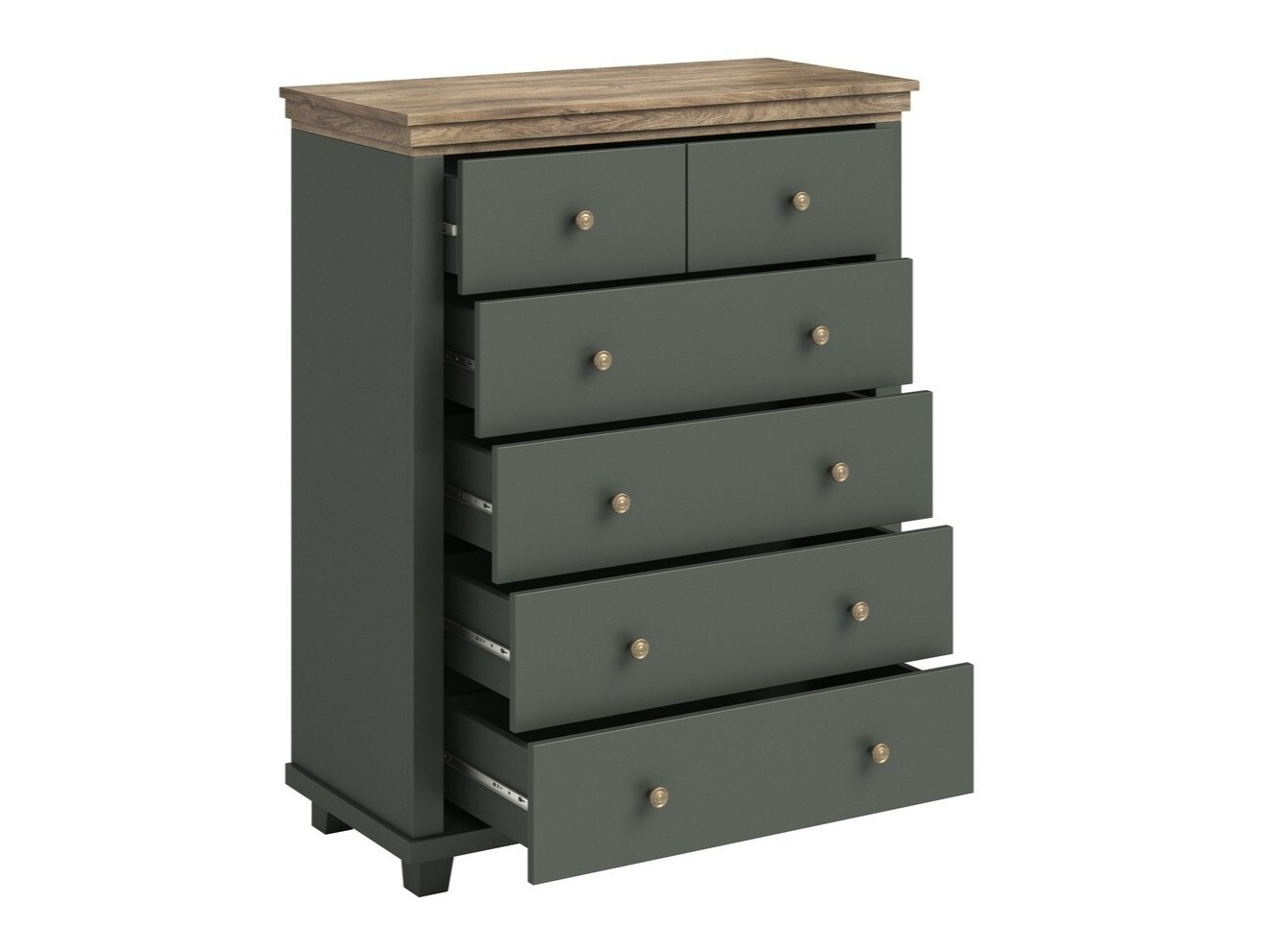 Komoda Tolnue 121 (Temno zelena + Hrast lefkas)