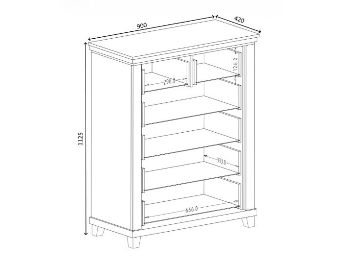 Komoda Tolnue 121 (Temno zelena + Hrast lefkas)
