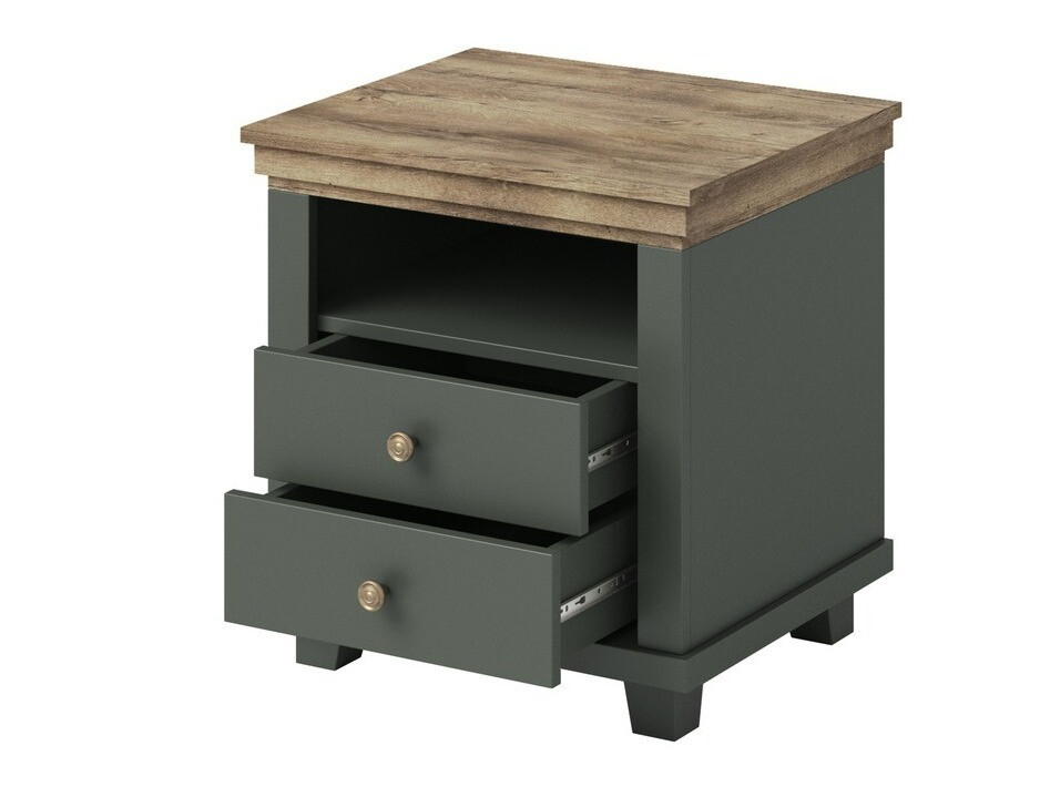 Nočna omarica Tolnue 117 (Temno zelena + Hrast lefkas)