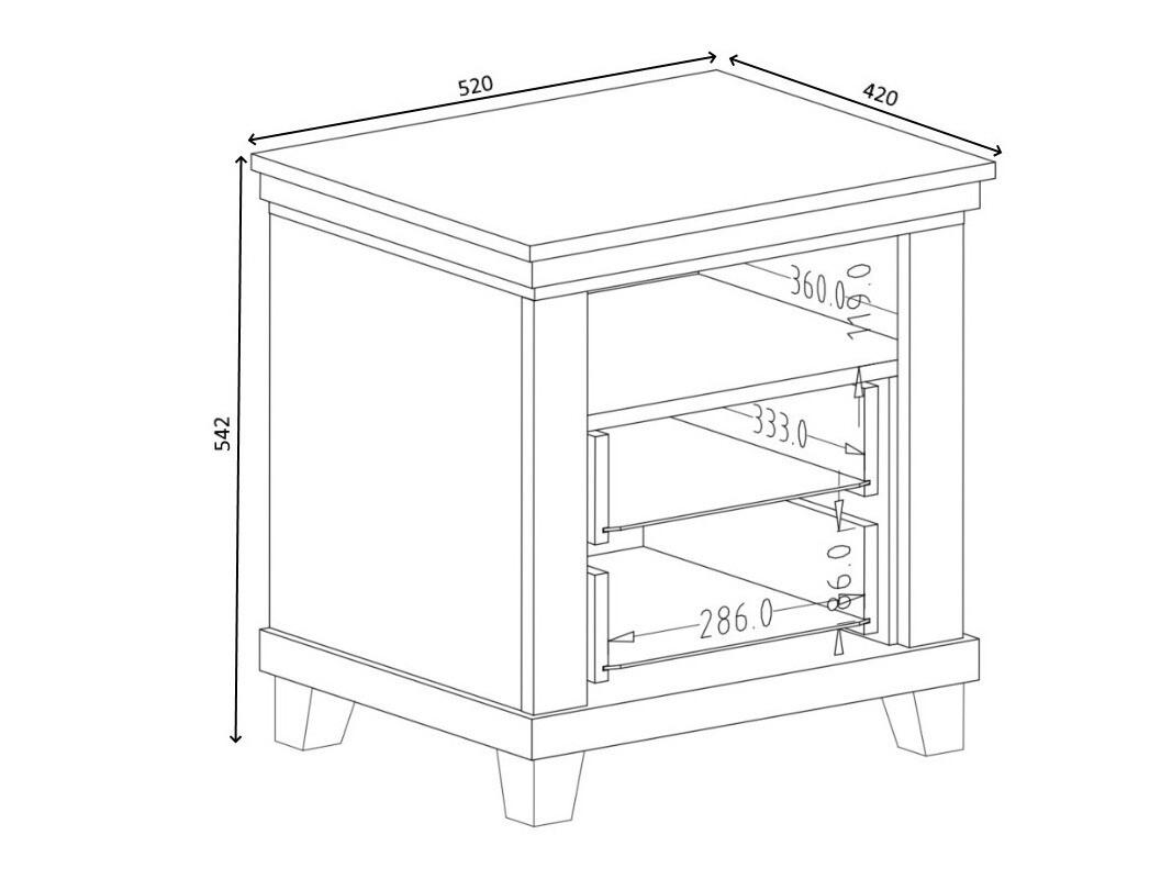 Nočna omarica Tolnue 117 (Temno zelena + Hrast lefkas)