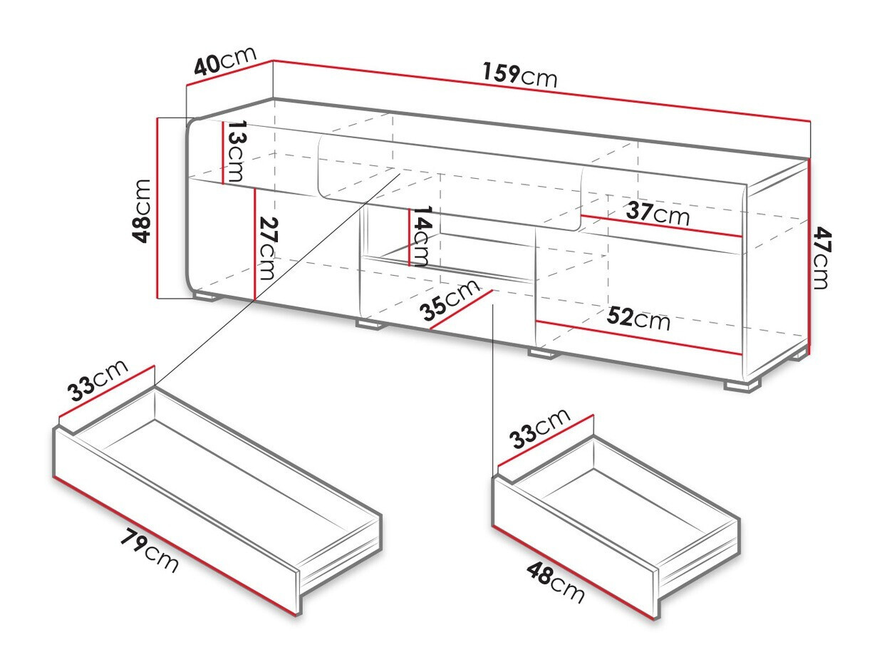 TV-omarica Torsone 101 (Bela + Sijaj bela + Hrast San Remo)