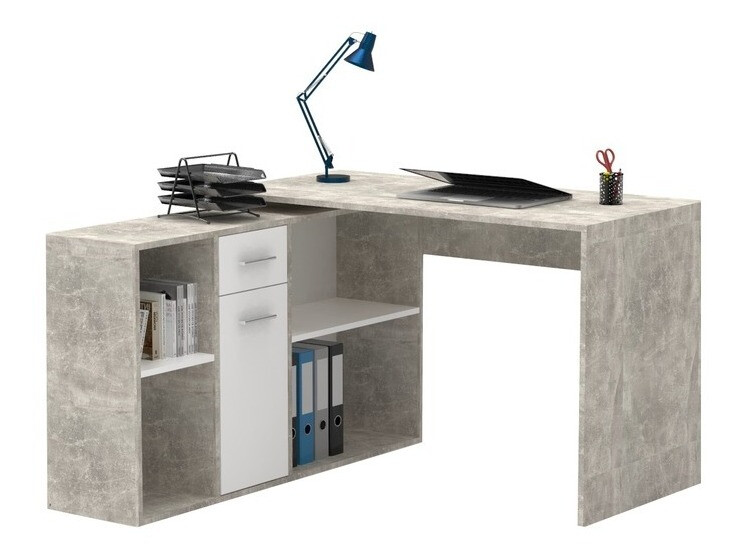 Kotna pisalna miza Bristol 122 (Beton + Bela)