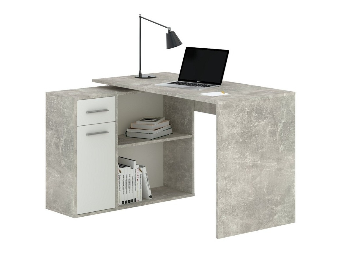 Kotna pisalna miza Bristol 123 (Beton + Bela)