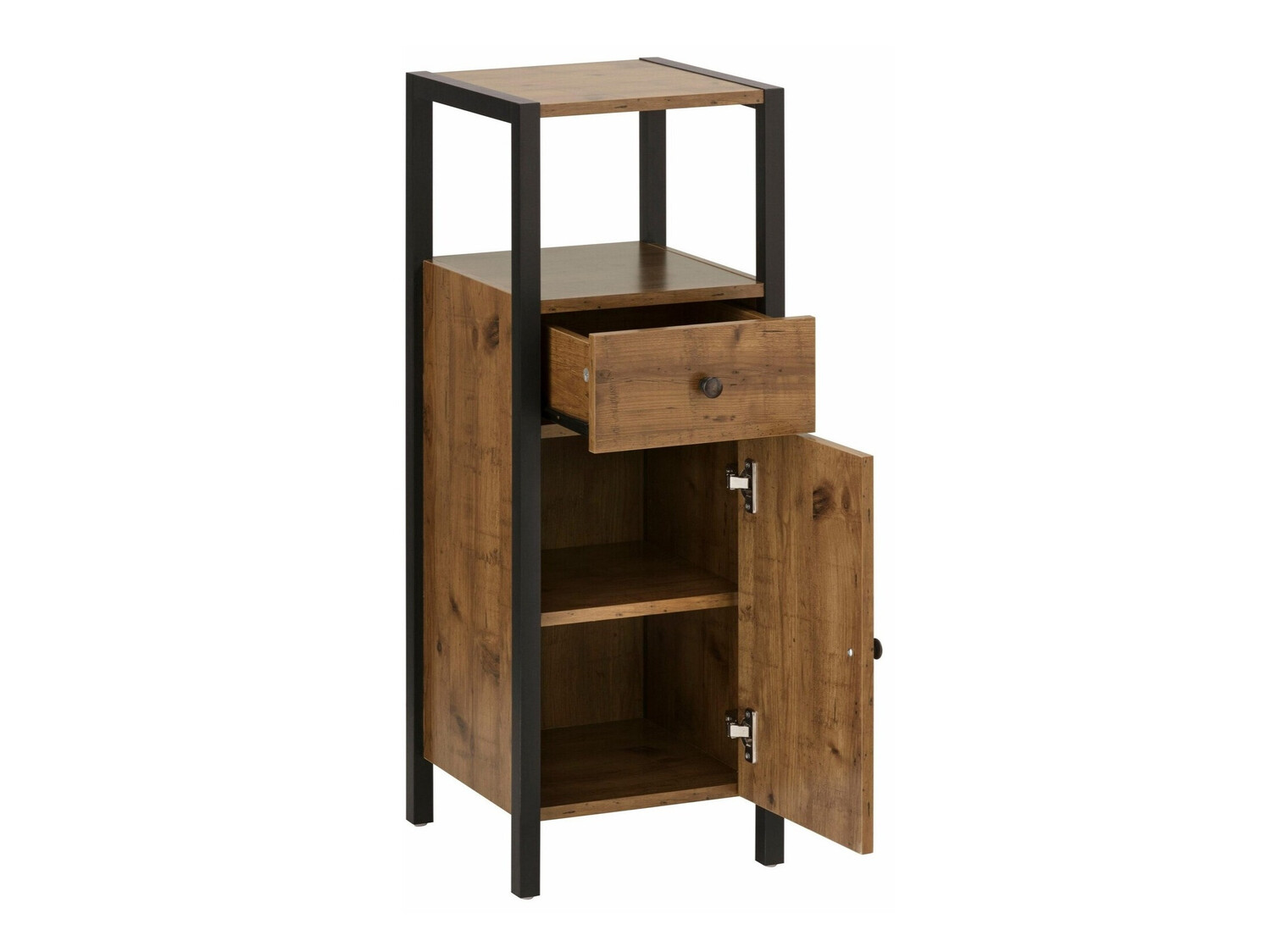 Prostostoječa Kopalniška omarica Larnovo 112 (Temen hrast + Črna)