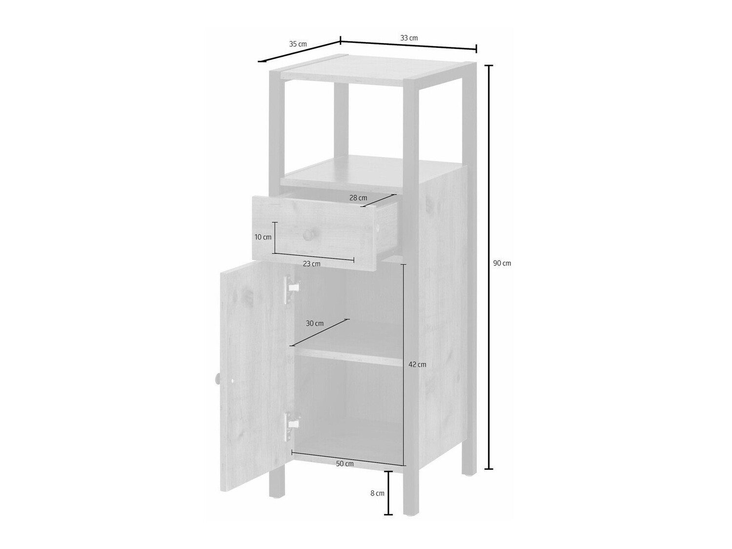 Prostostoječa Kopalniška omarica Larnovo 112 (Temen hrast + Črna)