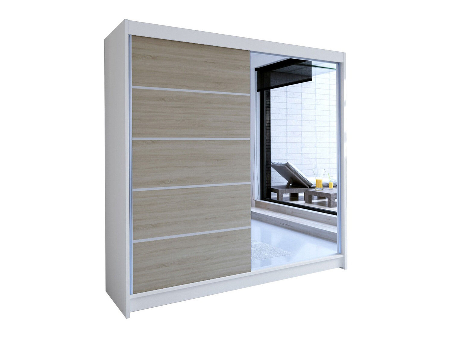 Garderobna omara Closico Cavaris III (Bela + Sonoma hrast)