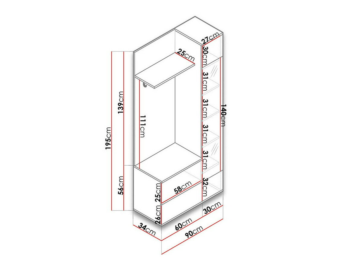 Komplet za predsobo Lantudo (Bela)