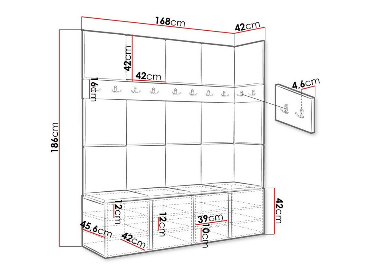 Komplet za predsobo Hartford 265 (Bela)