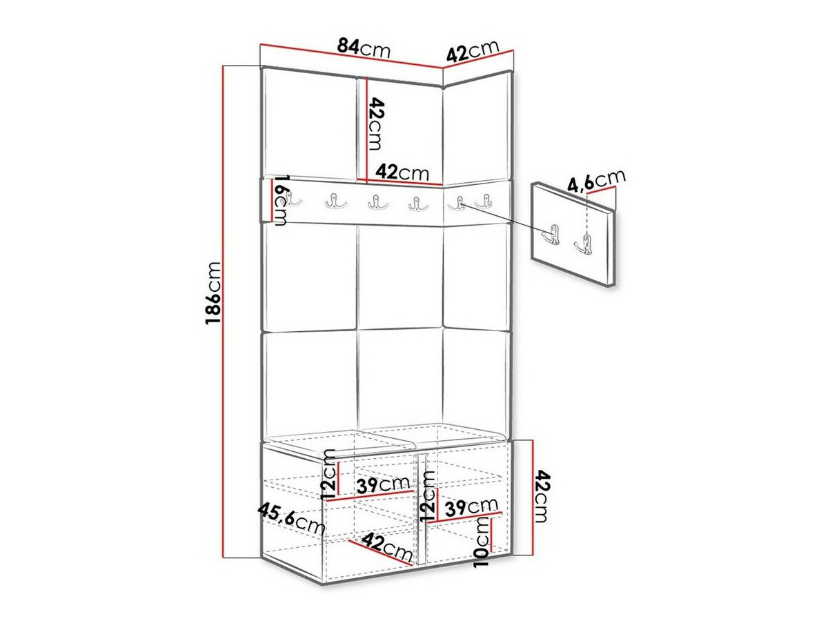 Komplet za predsobo Hartford 264 (Bela)