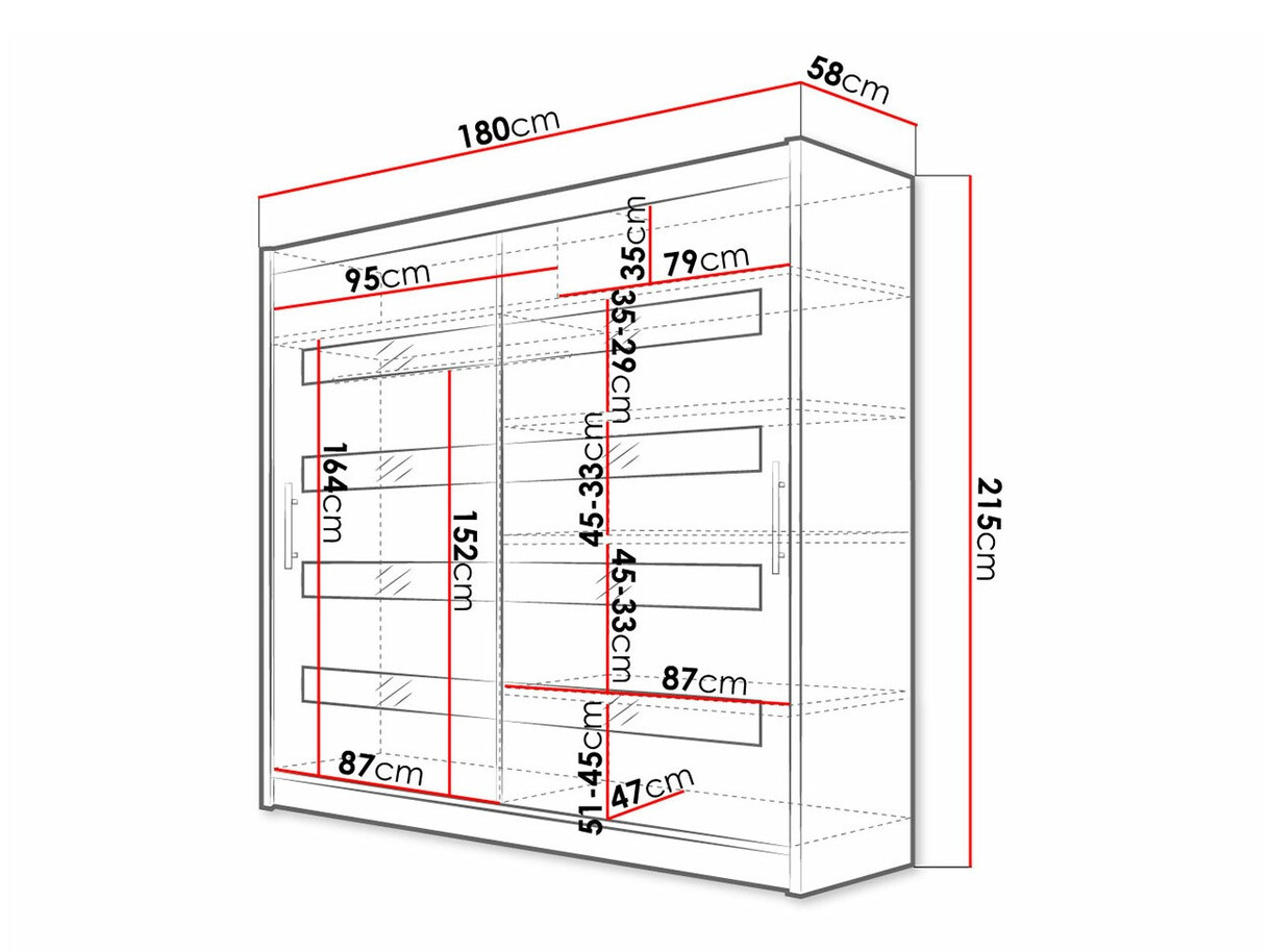 Garderobna omara Closico Pallor XI (Bela + Sijaj črna)