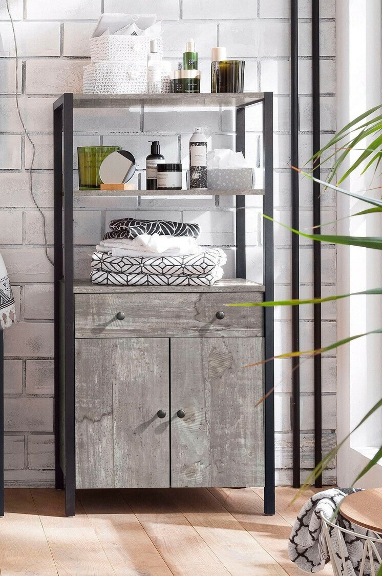 Kopalniški poličnik Larnovo 111 (Sivi hrast + Črna)