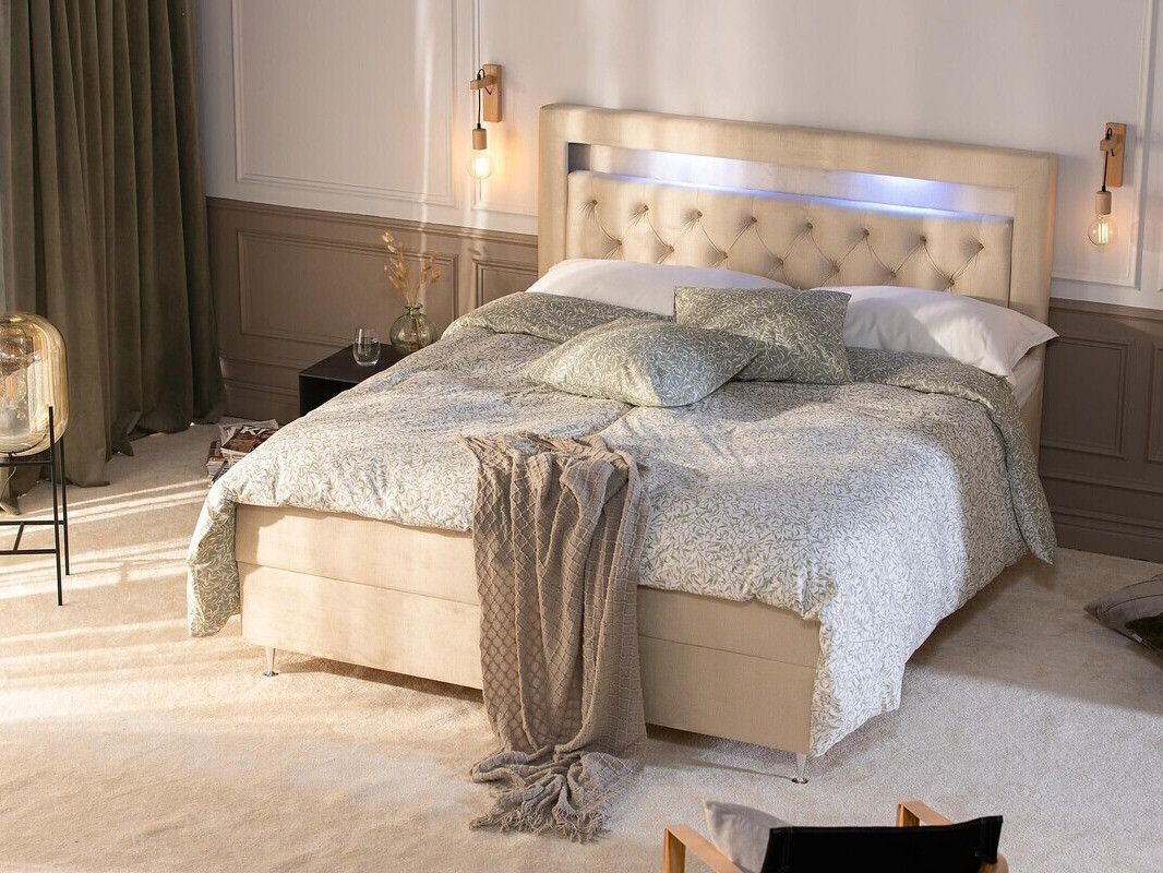 Boxspring postelja Seattle 137 (Bež)