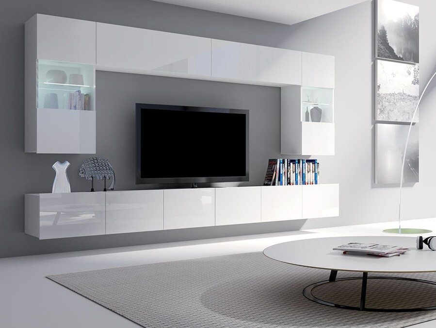 Komplet za dnevno sobo Tivdalu 105 (Bela + Sijaj bela)