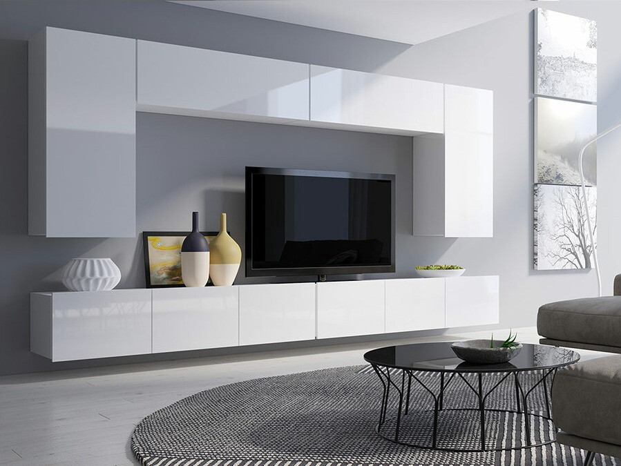 Komplet za dnevno sobo Tivdalu 135 (Bela + Sijaj bela)