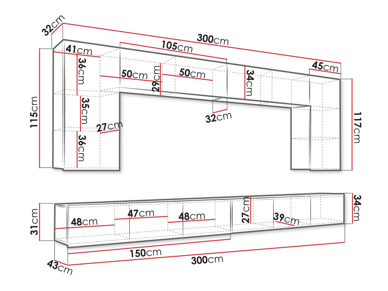 Komplet za dnevno sobo Tivdalu 135 (Črna + Sijaj črna)