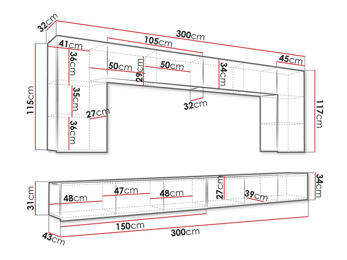 Komplet za dnevno sobo Tivdalu 135 (Bela + Sijaj bela)