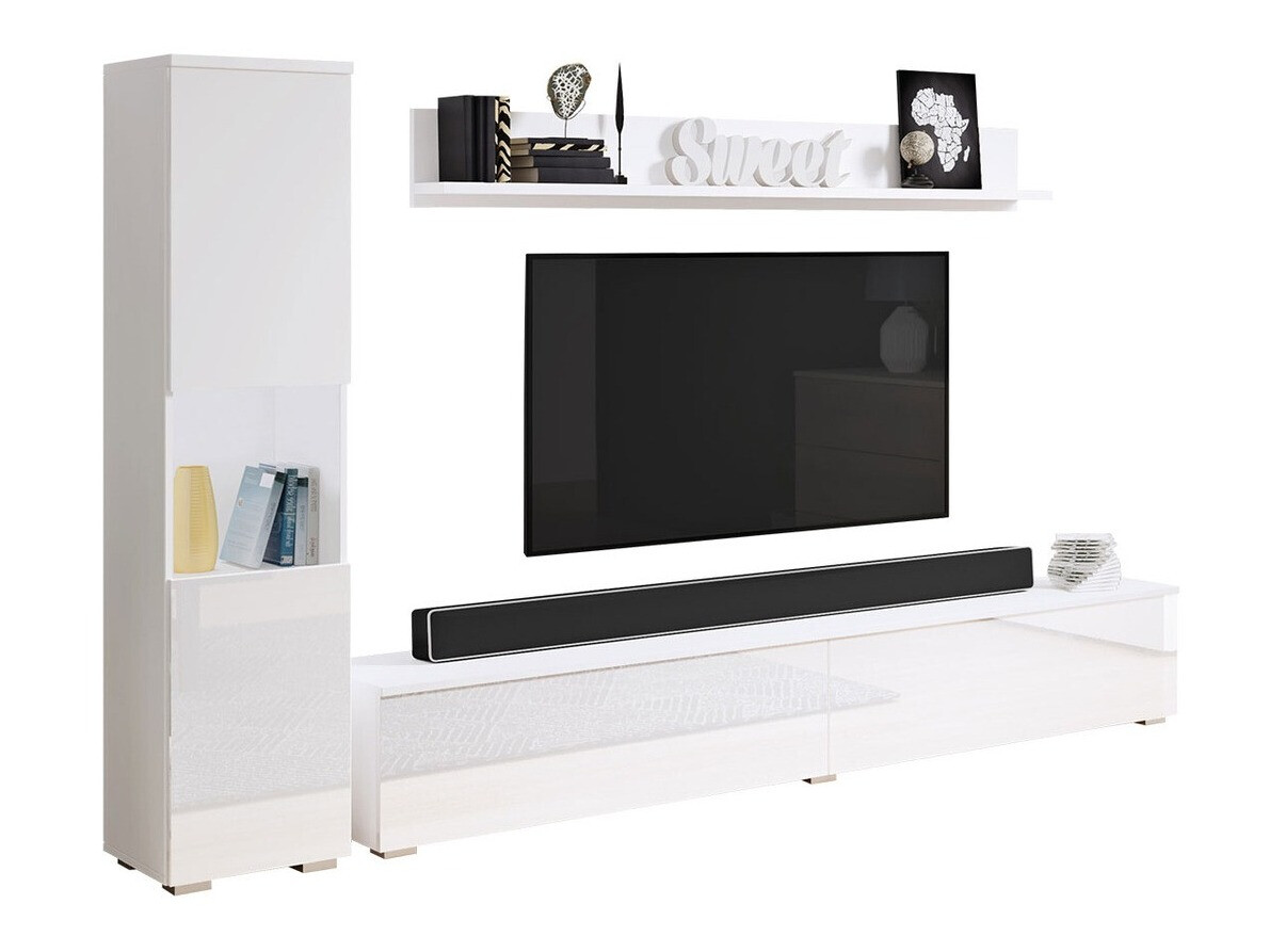 Komplet za dnevno sobo Sarasota 130 (Bela + Sijaj bela)