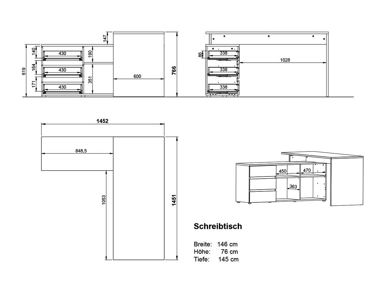 Kotna pisalna miza Avirome 107