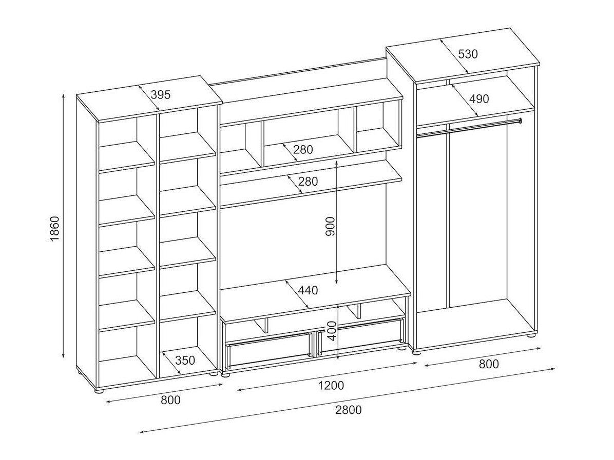 Dnevni prostor Lexington 110 (Temna breza + Temni Sonoma hrast)