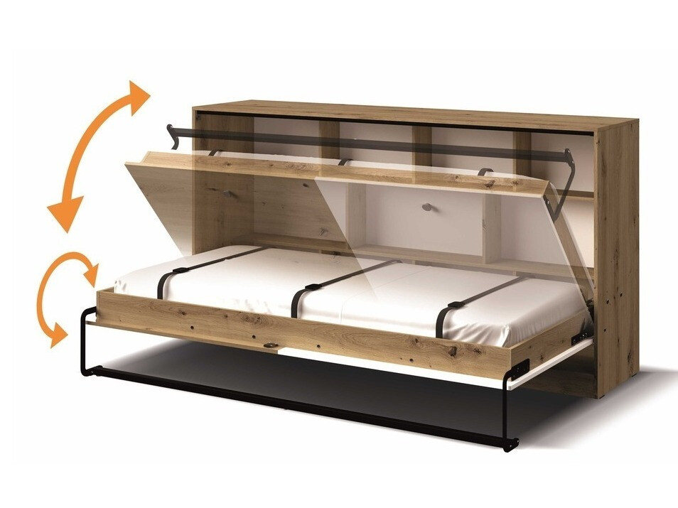 Postelja v omari Mirelbu 114 (Artisan hrast + Bela)