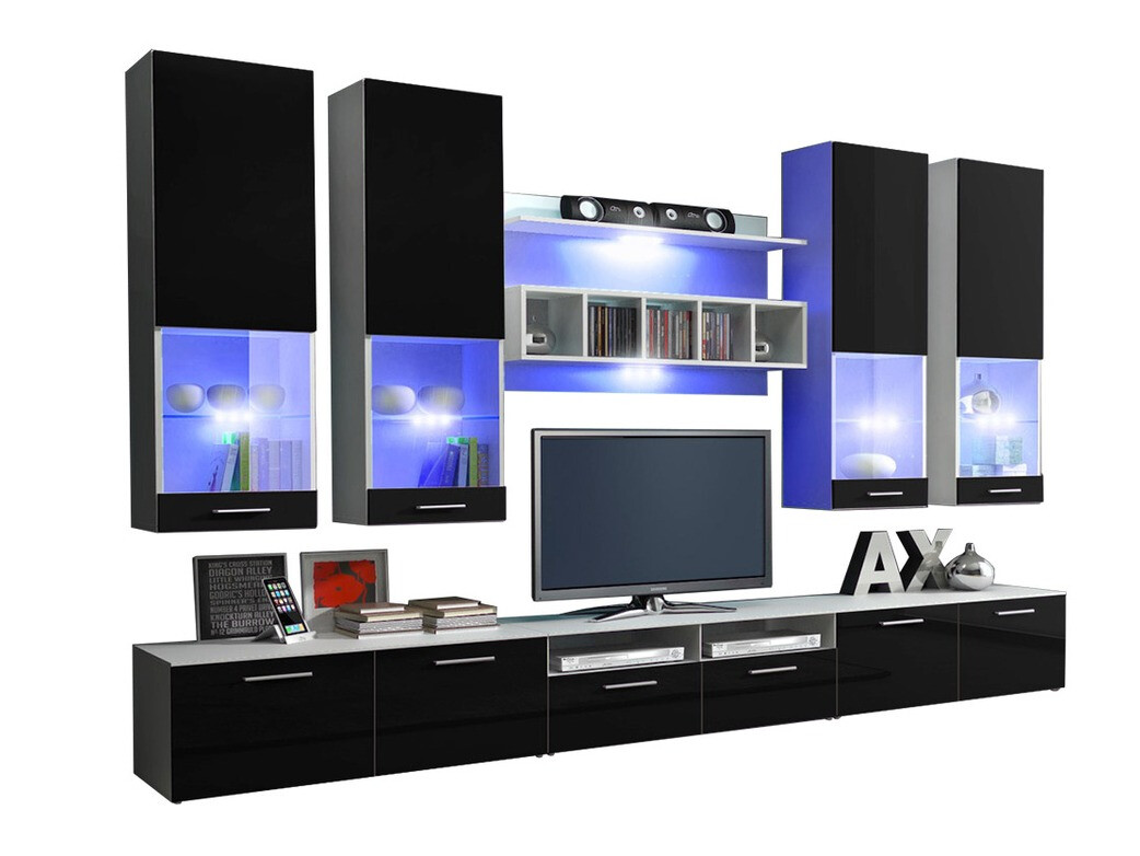 Komplet za dnevno sobo Caelum (Bela + Sijaj črna)