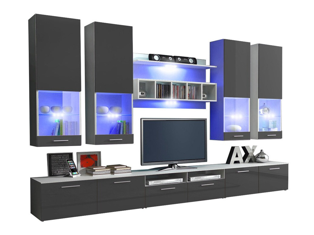 Komplet za dnevno sobo Caelum (Bela + Sijaj siva)