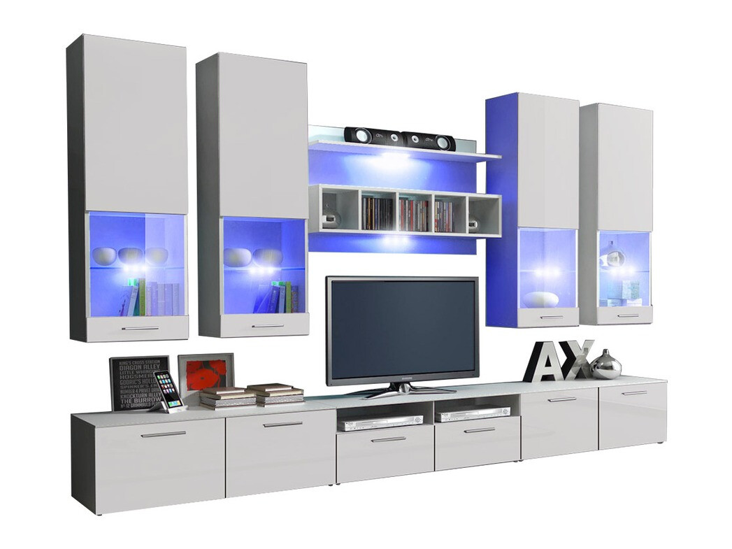 Komplet za dnevno sobo Nashville 107 (Bela + Sijaj bela)