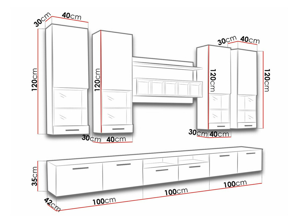 Komplet za dnevno sobo Nashville 107 (Bela + Sijaj bela)