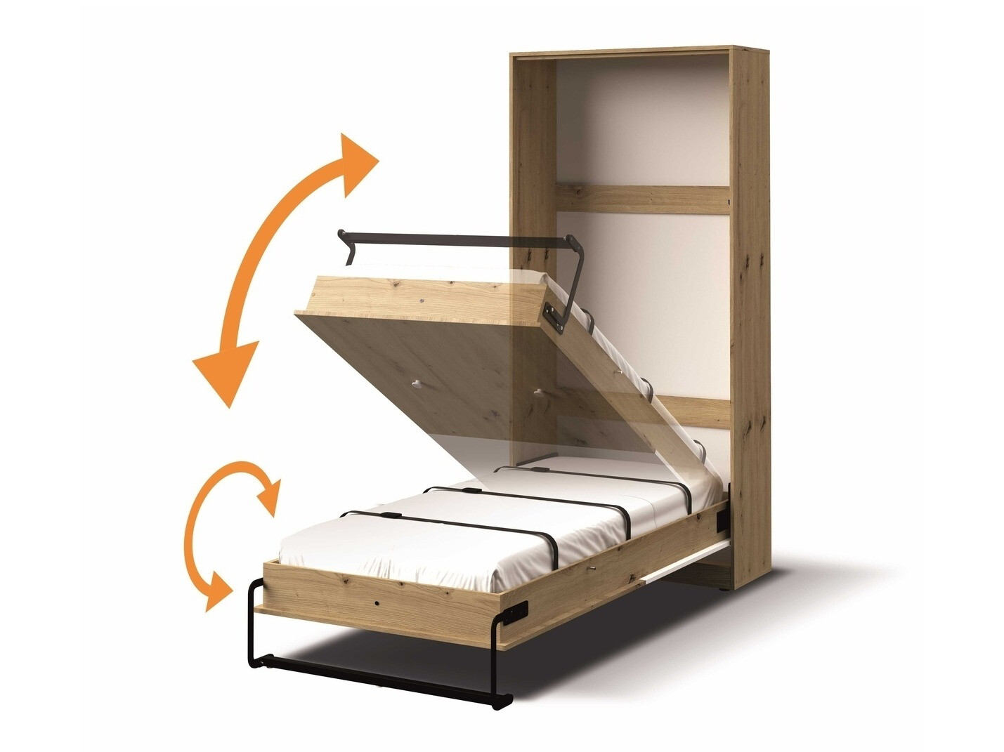 Postelja v omari Mirelbu 113 (Artisan hrast + Bela + Črna)
