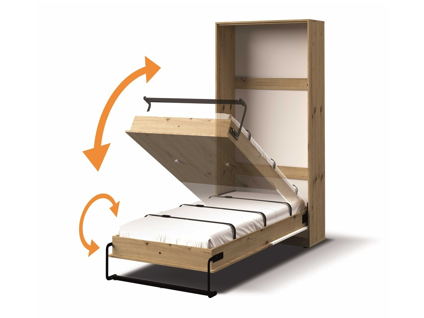 Postelja v omari Mirelbu 113 (Artisan hrast + Bela)